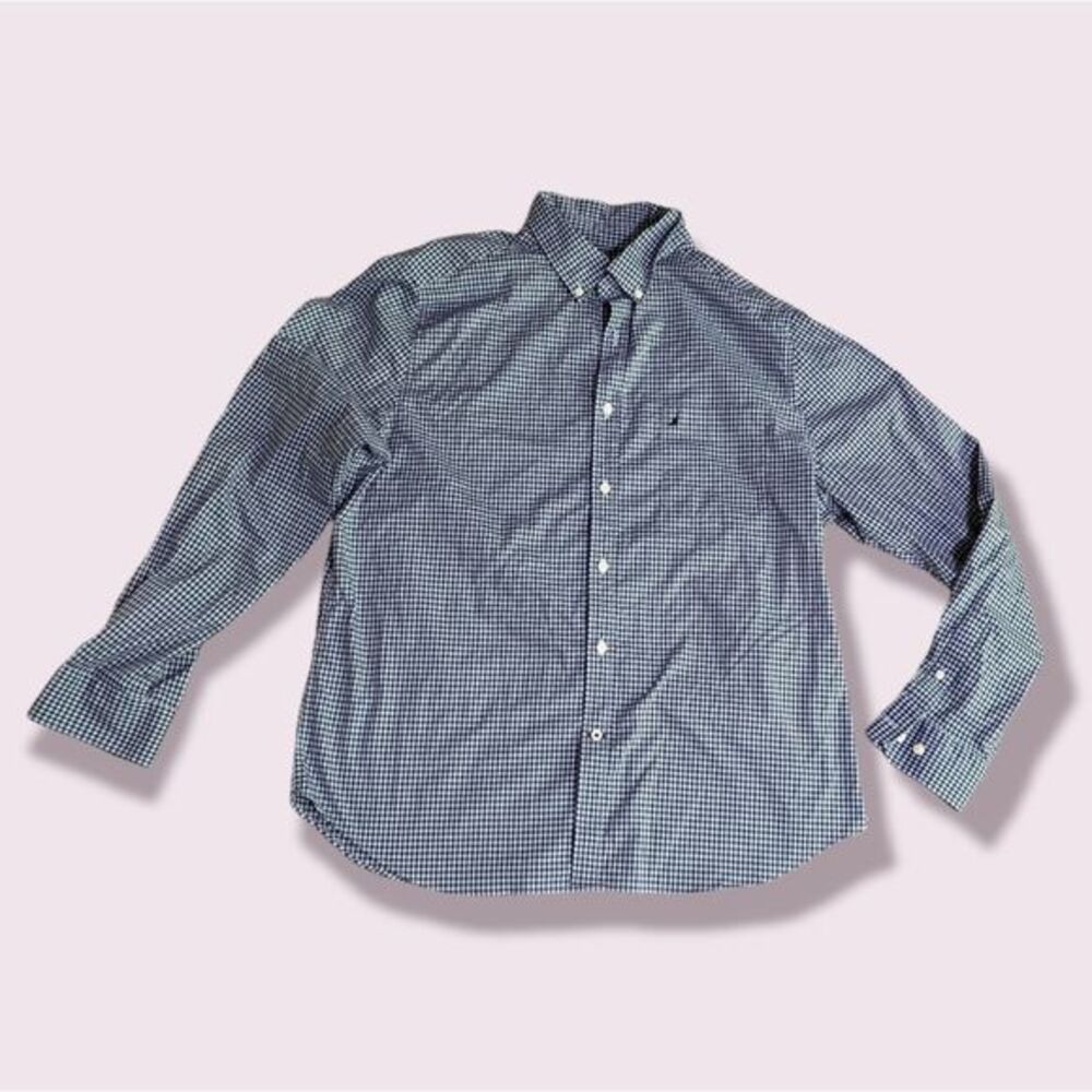 Nautica Checkered Collar Button Down Shirt Classic Fit Size XL